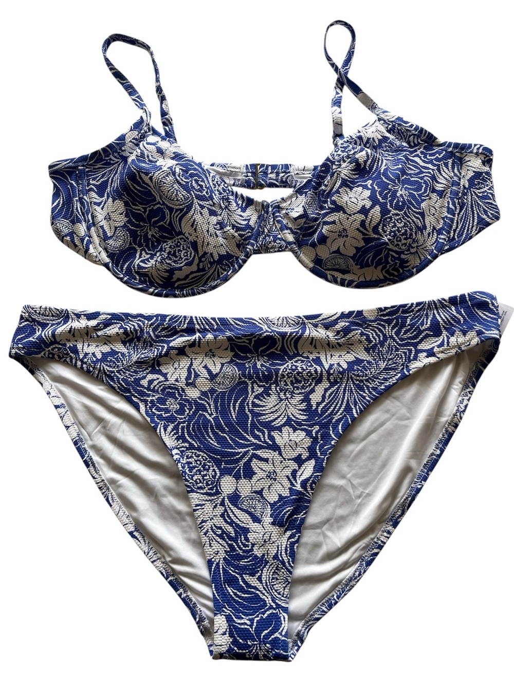 Old Navy NWT 3X Blue Floral Underwire Bikini Set High Waisted Balconette Swim